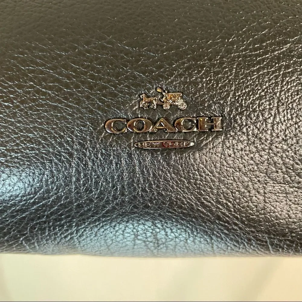 Coach Mercer Calfhair Satchel 38357 Black Scattered Leaf